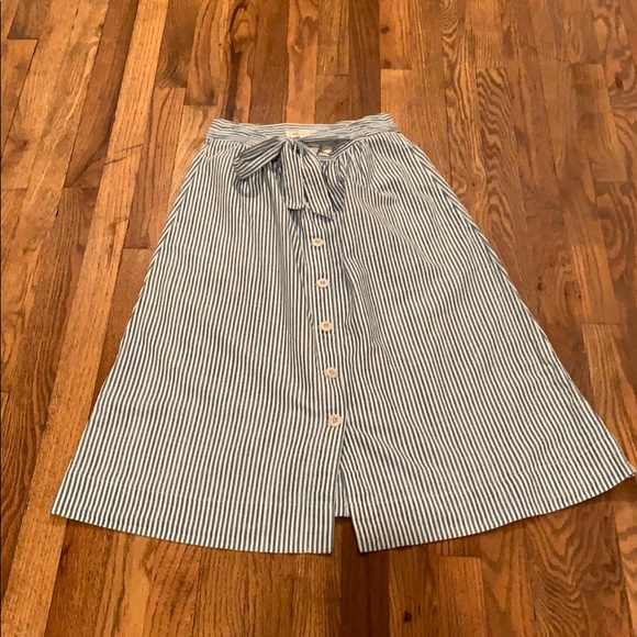 Madewell Tie & Button Front Midi Skirt in Stripe - Picture 3 of 5